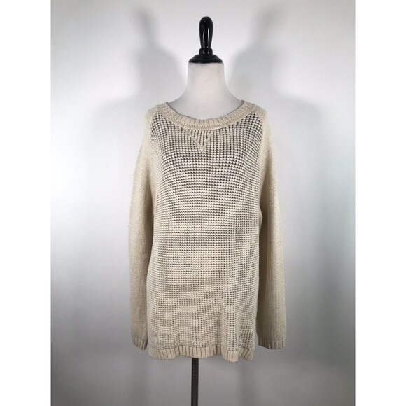 Market & Spruce Sweater Size L Liz‎ Textured  Beige Pullover Hi Low Hem - Picture 1 of 8
